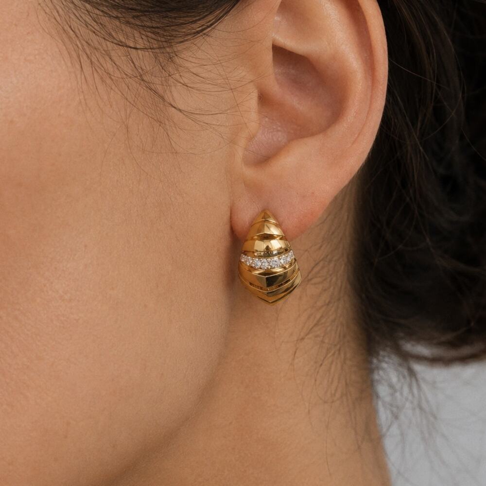 APM Monaco Rayon de Soleil Earrings Hand-polished surface 18k Yellow Gold Finish